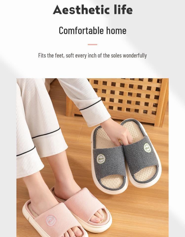 Unisex Breathable Linen Slippers – Indoor & Outdoor, Non-Slip, Silent, for All Seasons, Thick-Soled, 2025 Design.