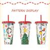 Christmas Cooling Cup 24oz Large Capacity Plastic Straw with Straw Change Color When Cold Christmas Straw Cup