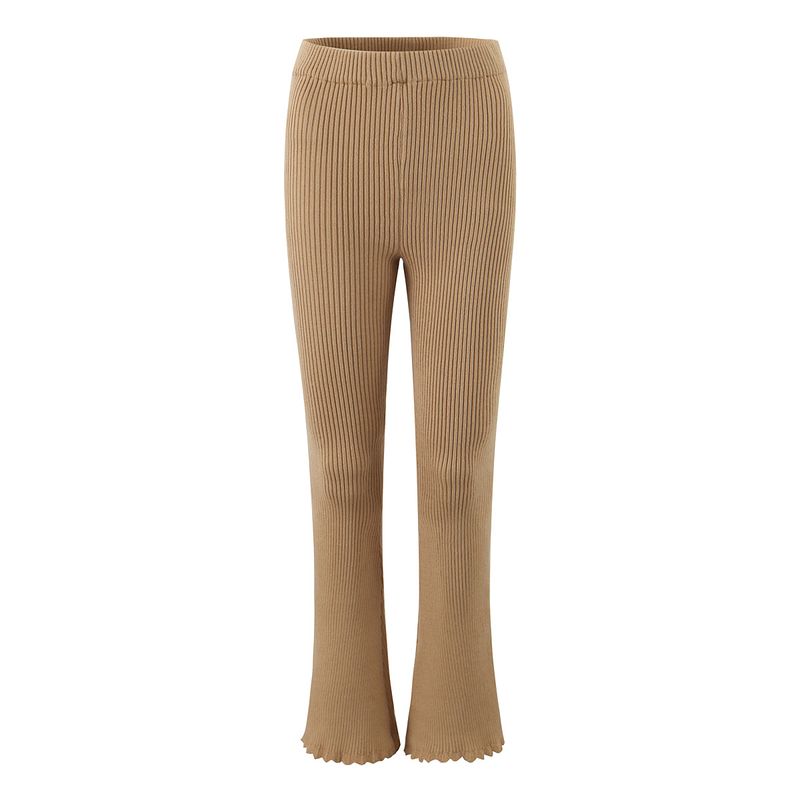 

Fog Island Dusk Bella Same Style American vintage Gyaru Design Knitted Top + Lace Bootcut Trousers Two-piece Set Camel pants M