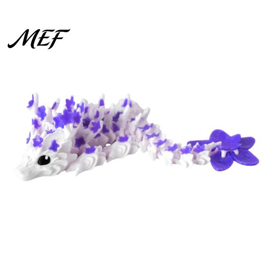 3D Printed Mythical Creature Cherry Blossom Dragon Toy, Articulated Flower Figurine, Flexible Fantasy Animal Toy Movable Joints Model for Desk