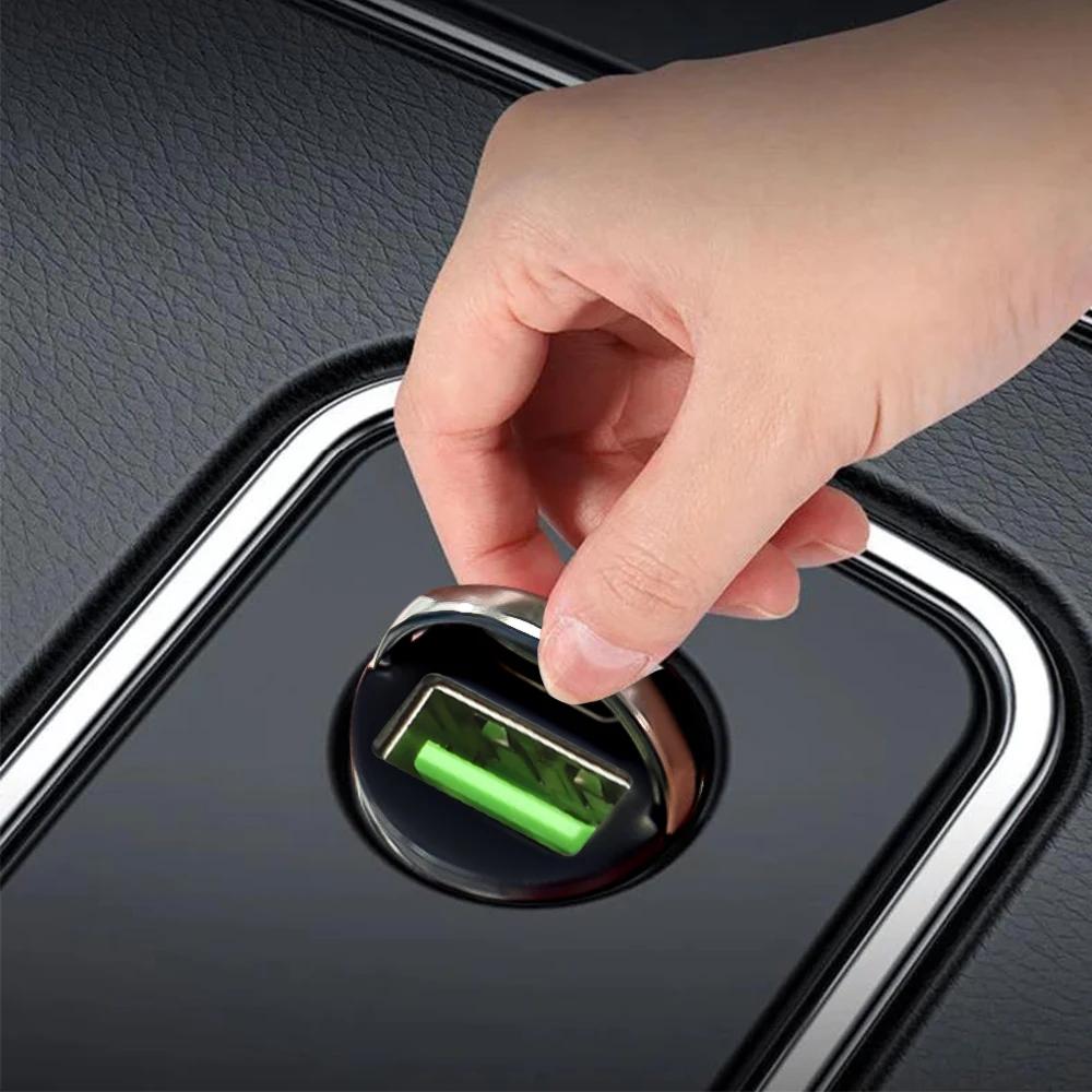 Mini Car USB/QC3.0 PD Charger 12-24V Fast Charging Car USB Type C Charger Lighter for Xiaomi Samsung Huawei iPhone