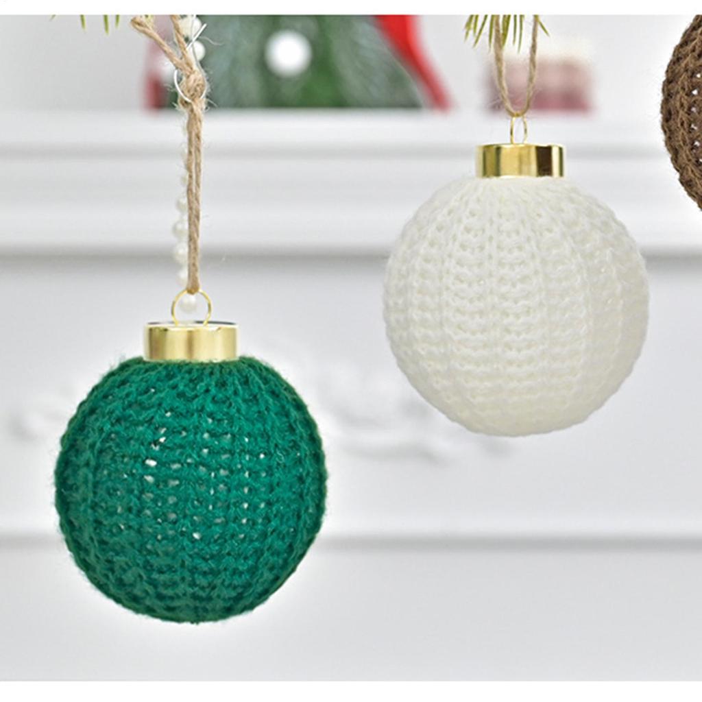 Farmhouse Christmas Ornaments Crochet Home Decor 12 Pieces Rustic Ball Ornaments Pendant For Party Garland Wreath Living Room
