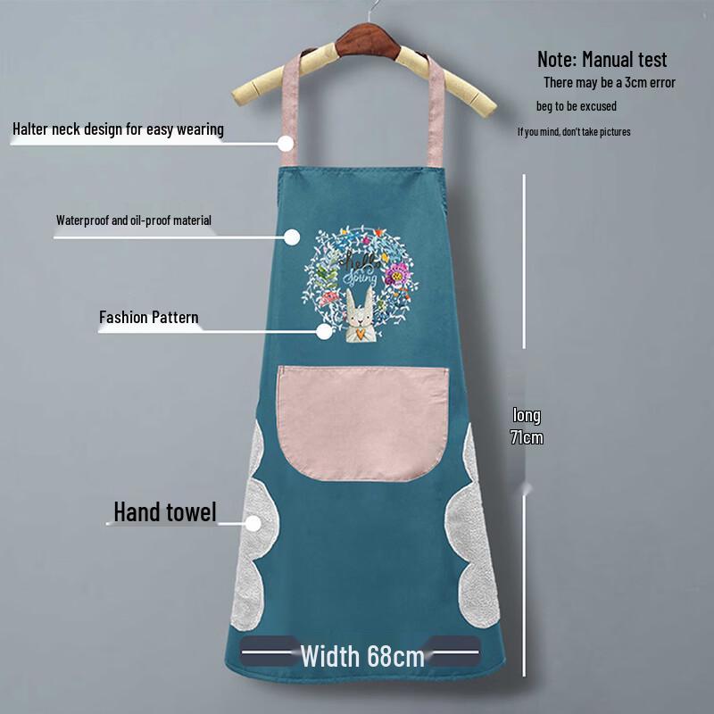 Wreath Rabbit Design Waterproof Kitchen Apron