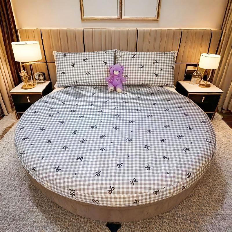 1PC Waterproof Round Cartoon Printed Bed Fitted Sheet with Elastic Single/Queen/King Mattress Cover (without Pillowcase)