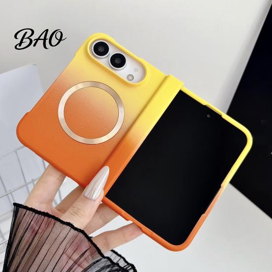 Scratch Resistant Lens Guard Case Magnetic for iPhone, Gradient Skin-like Protective Cover with Built-in Ring Phone Foldable Phones And Hinge