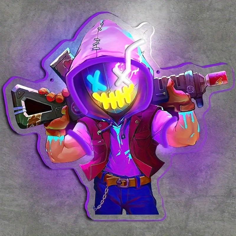 

Неоновое светодиодное настенное искусство - УФ-печать, многоцветный пластик, управление переключателем, настенное крепление, питание от USB, без батареи, долговечное для декора игровой комнаты и бара