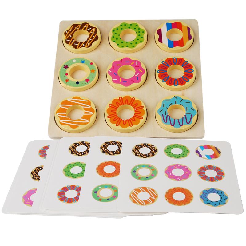 Montessori Matching Toys Wooden Doughnut Colors Pairing Game Early Education Puzzle Matching Sorting Game for School Teachers