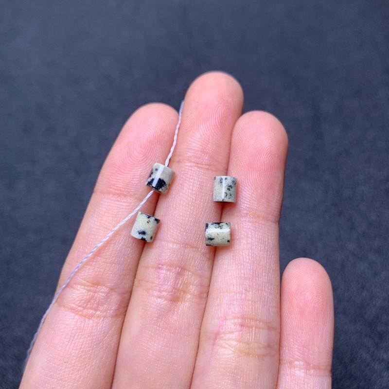 Natural Spotted Stone Small Cylindrical Beads for DIY Jewelry Crafting
