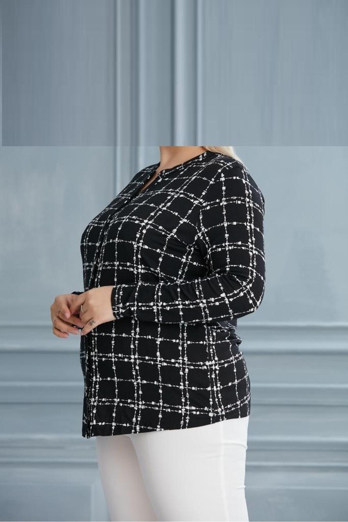 

Женская блузка большого размера, рубашка с длинным рукавом и клетчатым воротником из вискозной ткани 6XL/7XL