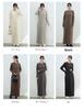 Autumn-Winter Japanese Style Brushed Wool Round Neck Long Sleeve Slimming Warm Dress for Women