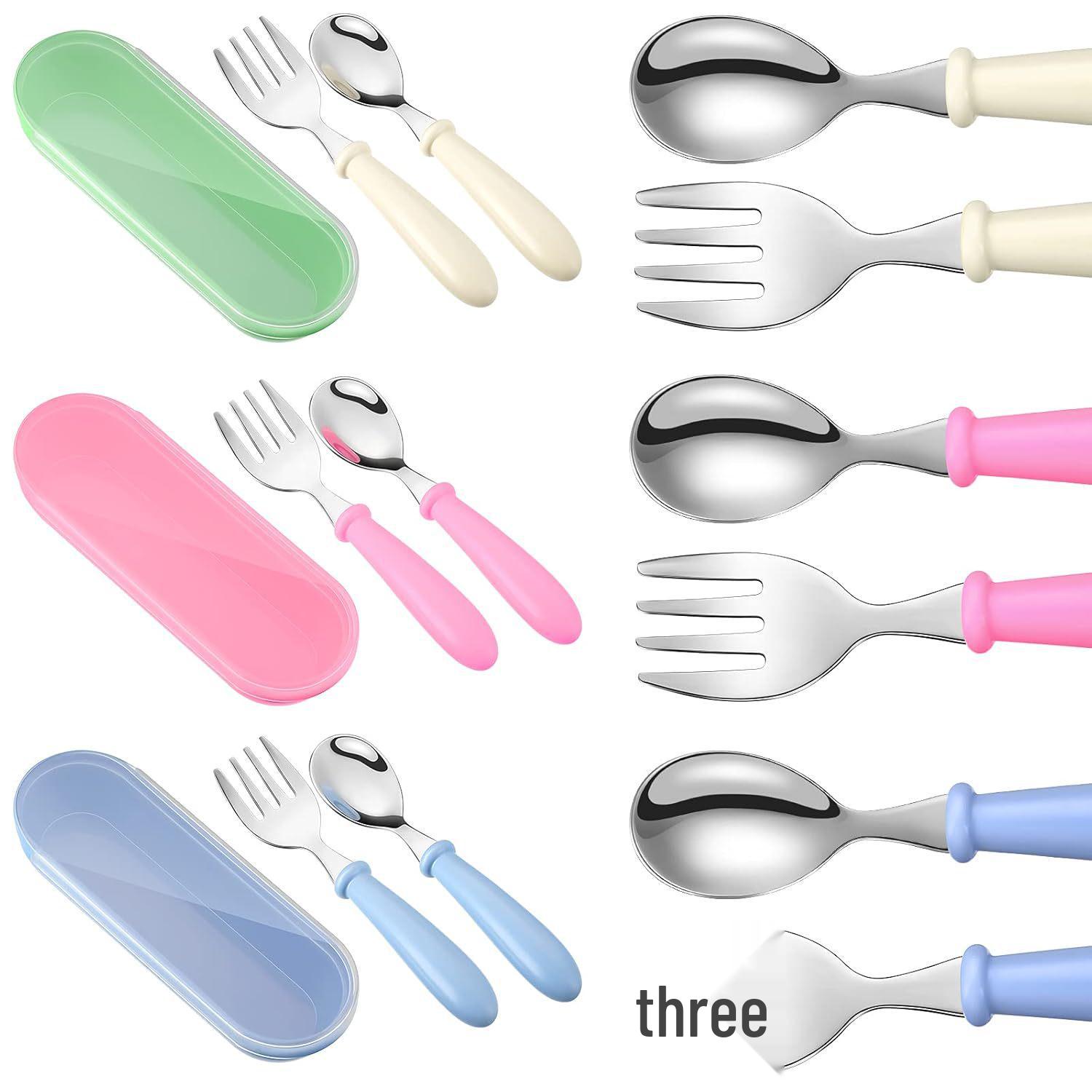 

Convenient 304 Stainless Steel Kids Cutlery Set: 9-Piece Short Handle Spoon & Fork for Kindergarten