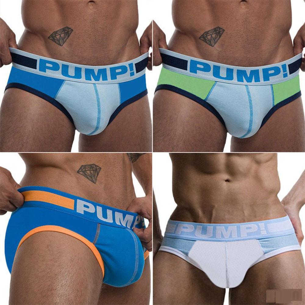 Pump! Men's Low Waist Sexy Triangle Underwear U Convex Hip-lifting Cotton Breathable Knickers