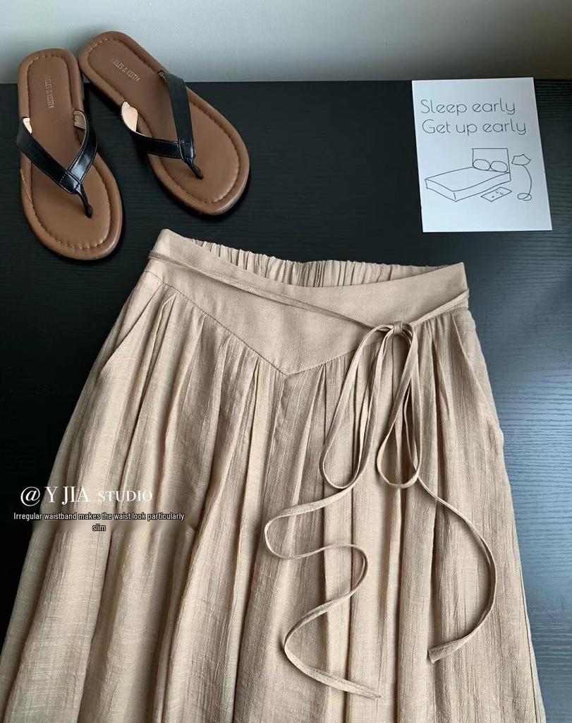 2023 Frühling/Sommer Vielseitige Baumwollleinen Bindehose Retro Culottes