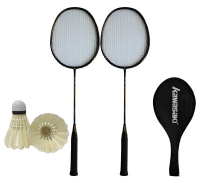 Kawasaki KB-500 Badminton Racket (OR/Black X 2 Orange) - Pre-strung, for Beginners, Practice, and Training with Case