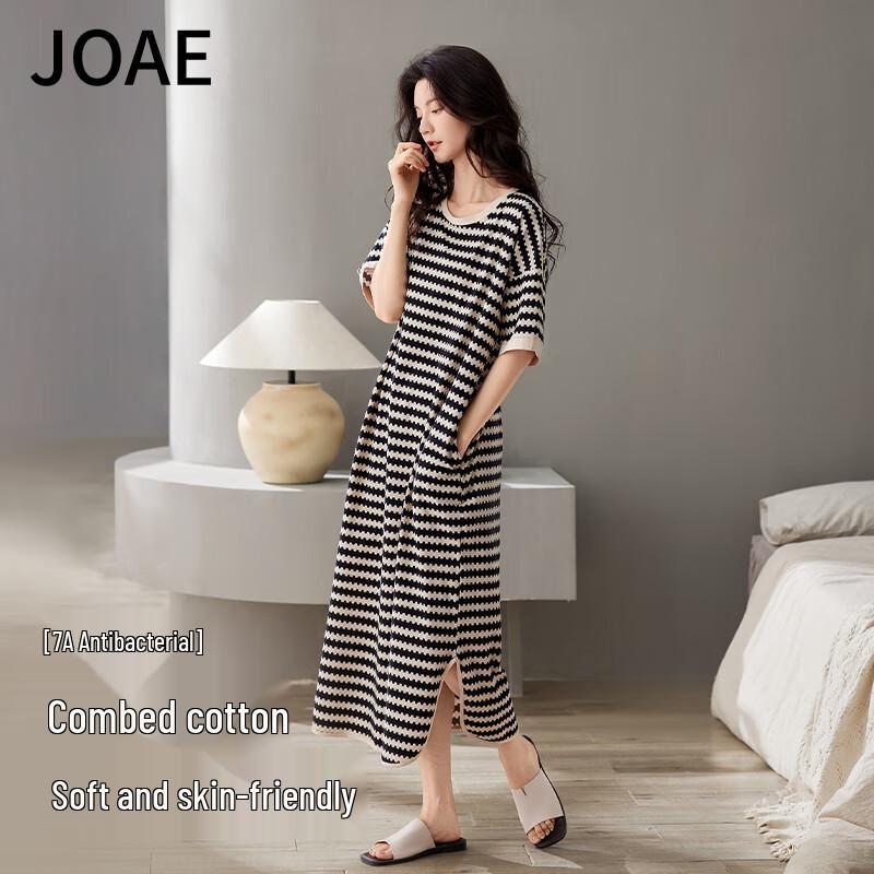 JOAE Women s Striped Cotton Loungewear Dress L