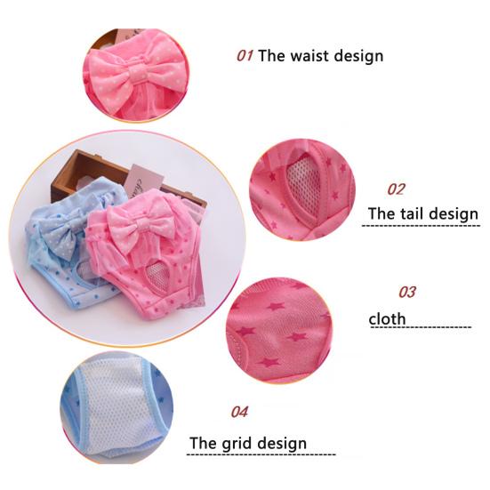 Yousheng Dog Menstrual Pants Comfortable Anti-harassment Cotton Pet Puppy Dog Bowknot Diaper Clothing Pet Supplies