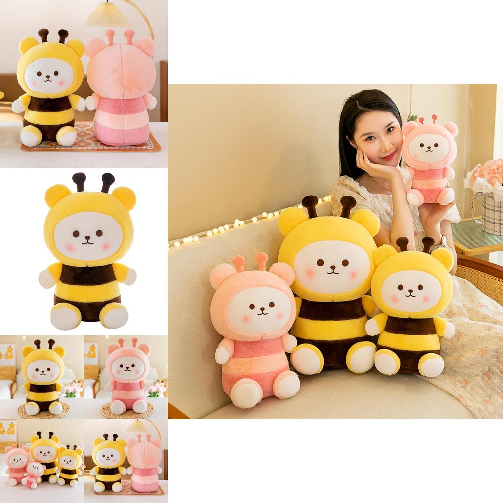 Adorable Cartoon Bee Bear Plush Toy Soft Stuffed Animal For Girls Birthday Gift