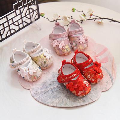Spring and Autumn Summer Baby Girl Cloth Shoes Baby Soft Sole Toddler Shoes Chinese Style Embroidered Shoes