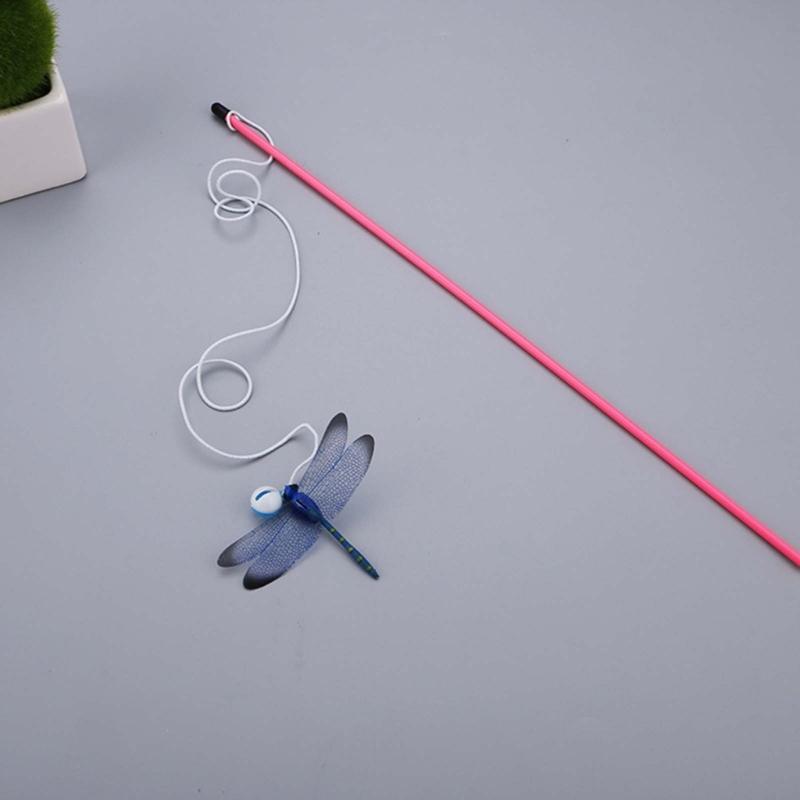 Interactive Cats Teaser Wand Toy With Bells Realistic Dragonflies Design For Kitten Playtimes And Exercise Stick Gift