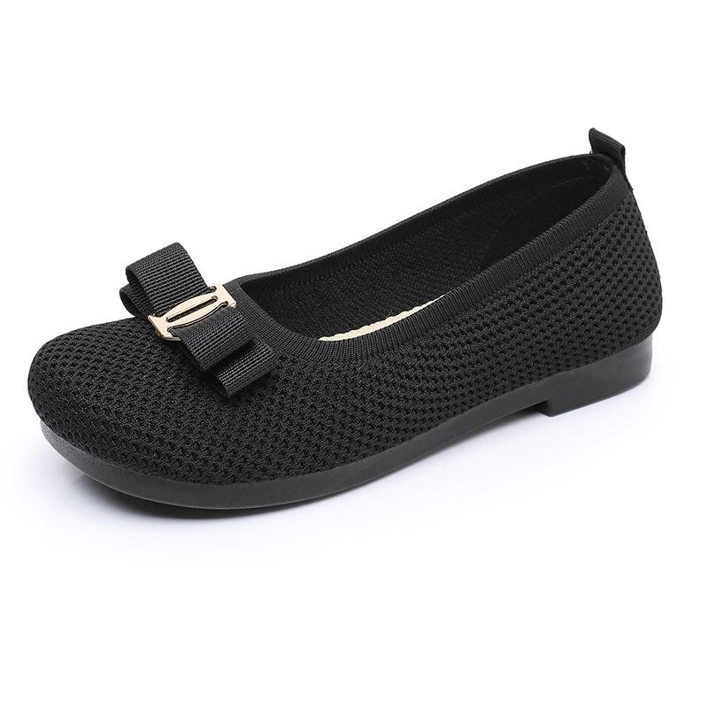 

Женские трикотажные мокасины с сеткой, туфли на плоской подошве с круглым носком, удобные рабочие мокасины, туфли без застежек для ходьбы и вождения, женские дышащие балетки 41 чёрный