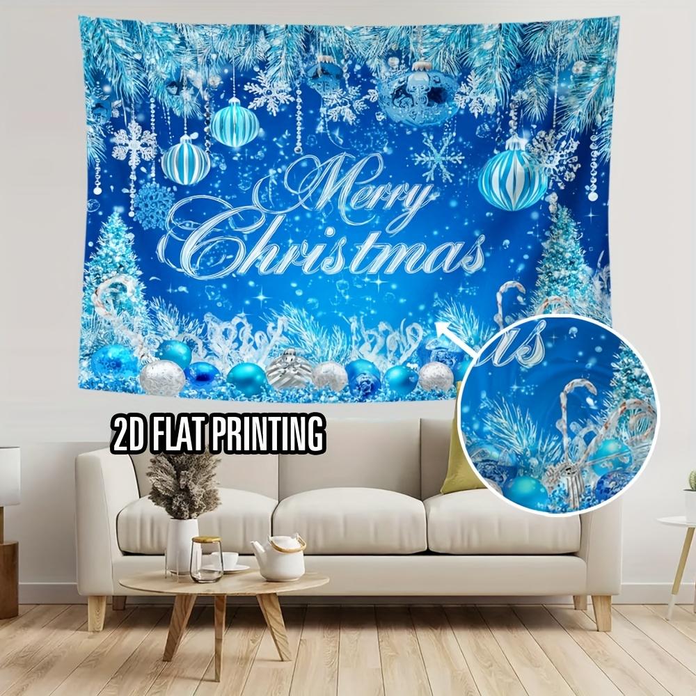 1Pcs Blue Christmas with Merry Decoration Background Winter Backdrop Decorations For Photo Studio Photo Booth Christams Party