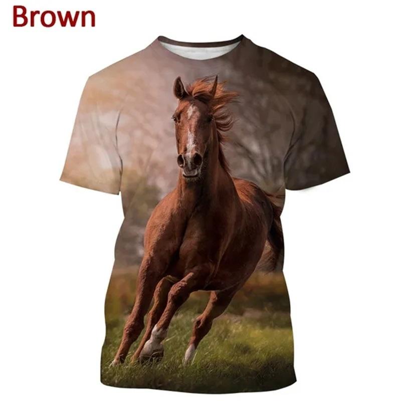 3D Print Animal Horse Graphic T-shirt For Men Women Casual Personality Mens Short Sleeve Tee Tops Streetwear Kids Animal Tshirts