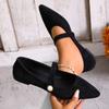 Style Non-tiring Square Heel Pointed Toe Single Shoes Women Able Casual Flat Shoes Spring Autumn Single Shoes