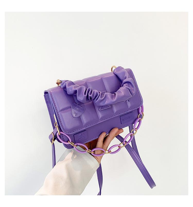 

Popular, indented small bag women s fashion foreign style square handbag solid color simple messenger bag mother and child bag фіолетовий