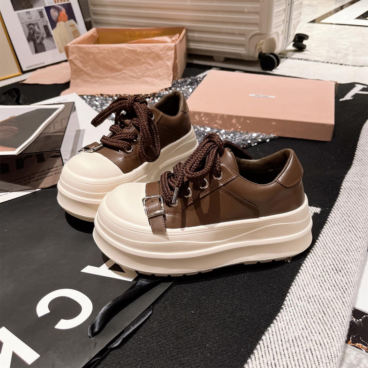 

Модные кроссовки повседневные мужские женские дизайнерские кеды модные кожаные/холщовые с увеличением высоты на плоской платформе спортивная обувь 35 коричневый