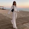 Spring and Autumn Women's Shirt Set Fashion Pressure Pleat Design Shirt Straight Pants Loose Drape Two Piece Set