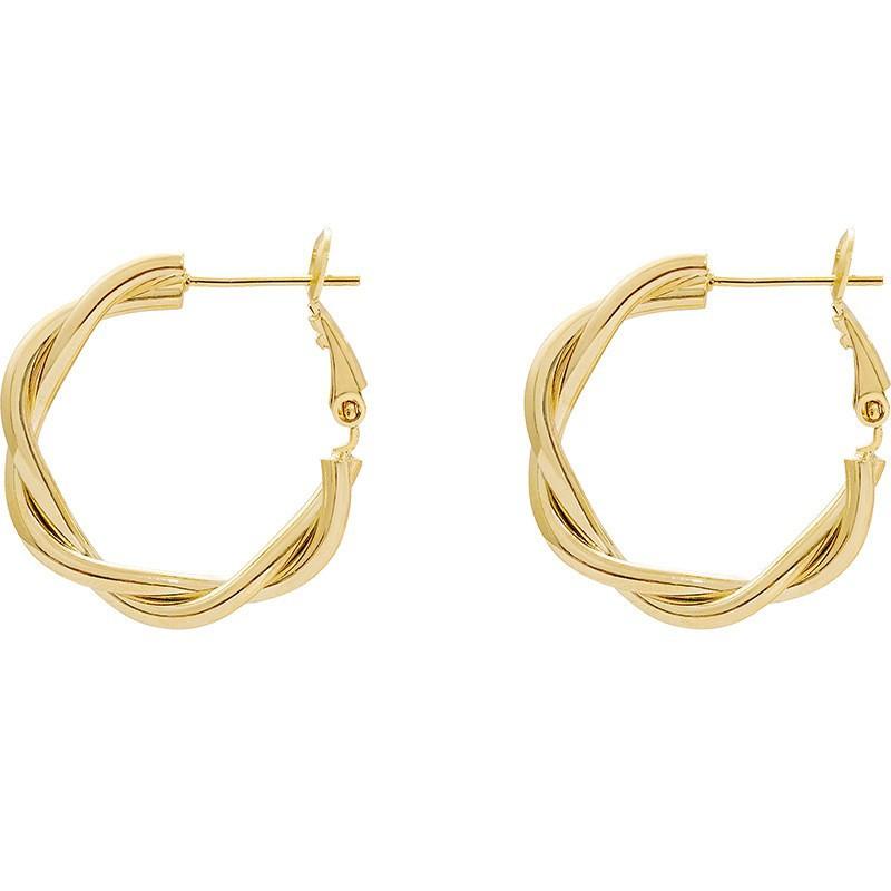 Women Fashion Geometric C Shaped Circle Hoop Earrings Minimalist Jewelry