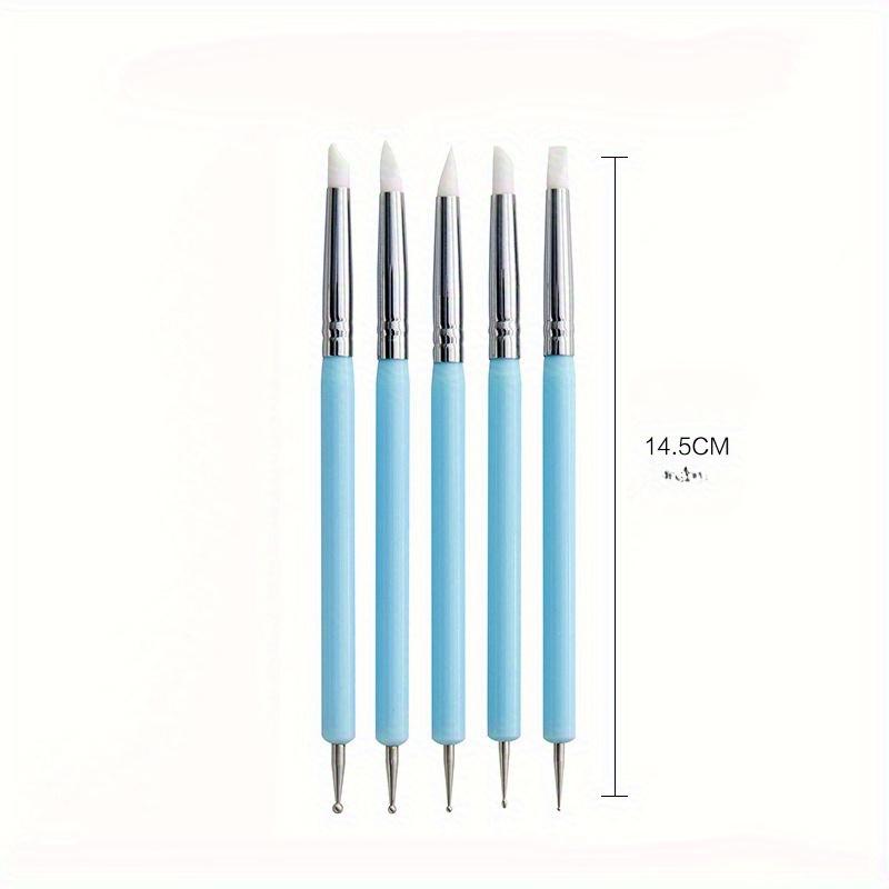 

5шт силиконовый инструмент для лепки из глины для моделирования кистью доттинга нейл-арта гончарные инструменты для лепки своими руками инструменты для резьбы синий