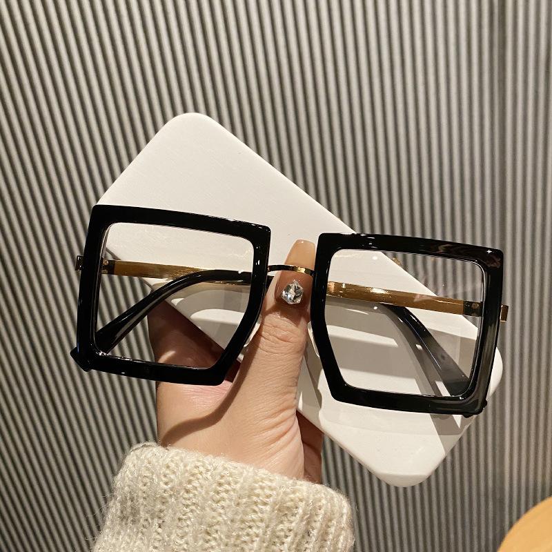 Large Frame Women Anti-blue Light Glasses Thick Frame Transparent Shades Oversize Computer Eyepiece  New In