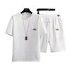 Men's Casual Two-Piece Jacquard Letter T-Shirt & Wide-Leg Shorts Set
