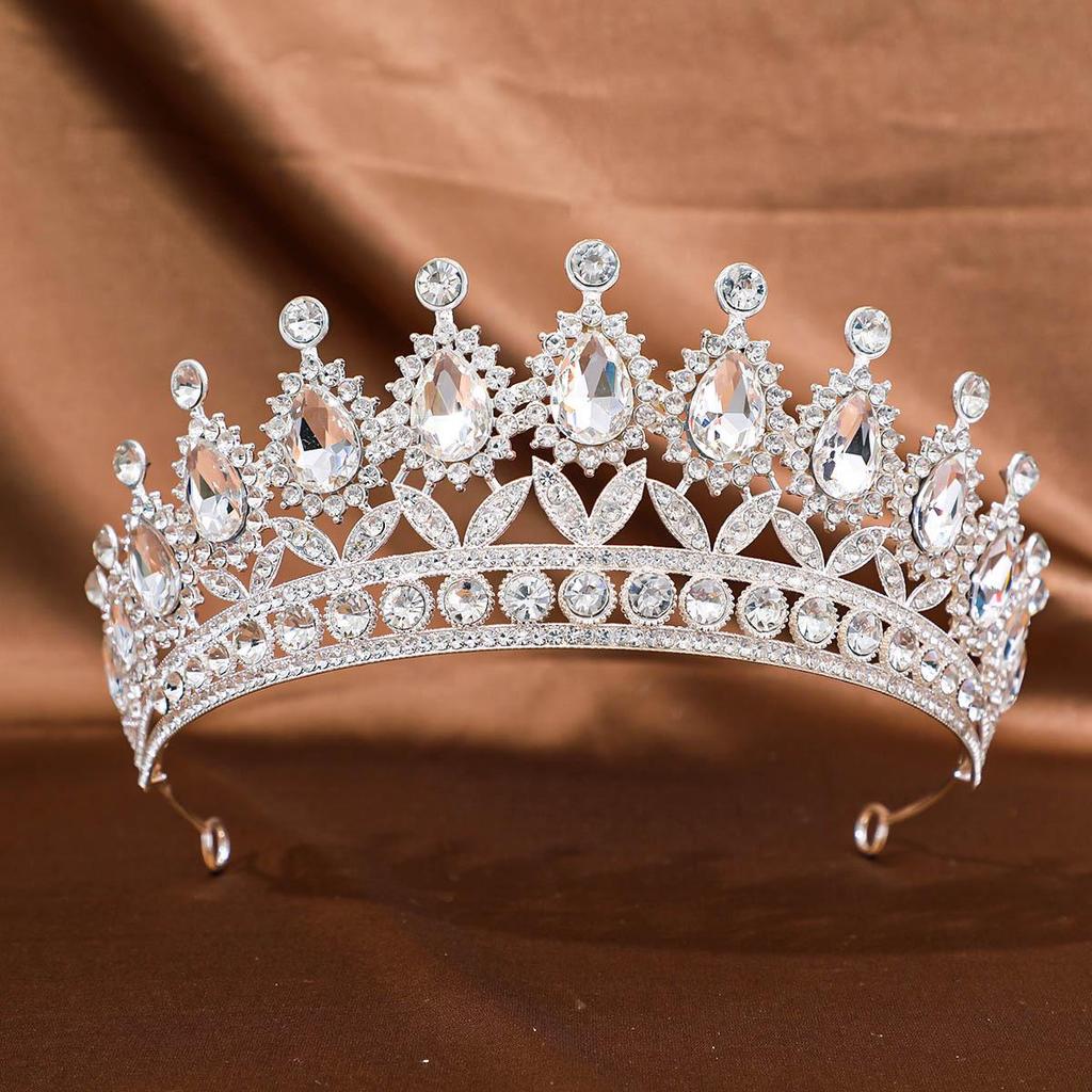 European & American Tiara Bridal Headwear: Princess Crown with Alloy & Inlaid Diamonds
