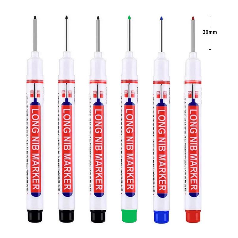 6Pcs/Set 20mm Long Nib Head Markers for Metal Perforating Pen, Waterproof, Bathroom, Woodworking Decoration, Multi-Purpose
