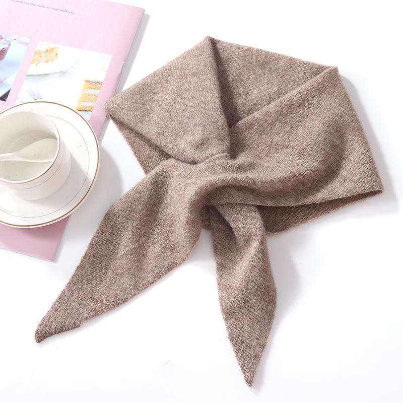 

100% Wool Knitted Triangle Perforated Scarf Women s Soft Warm Cross Neck Wrap Fashion Mini Fake Collar Woolen Neck Cover 85cmx32cm верблюд