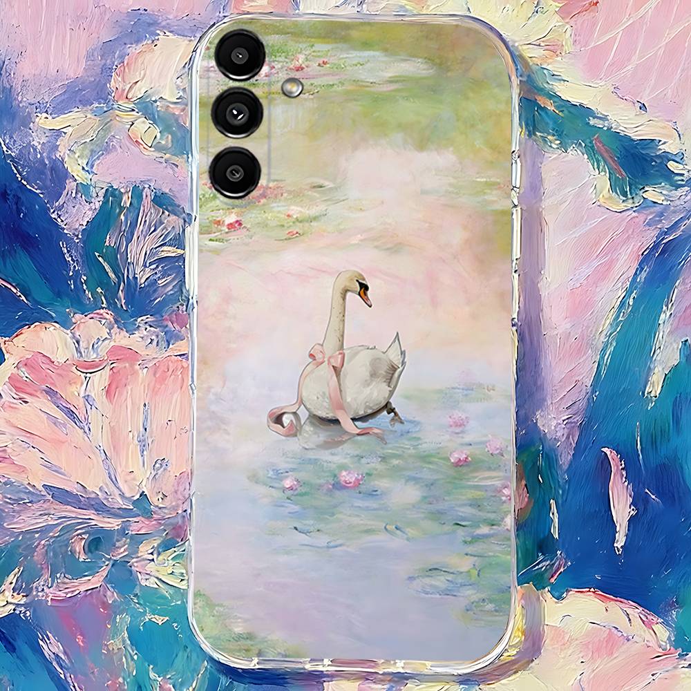 

White Swan illustration ART Transparent TPU Case for Samsung S21,S24,S30,S23,S25,S22,S20,S10,5G,FE,PIus,Lite,Ultra SamsungS21s305G