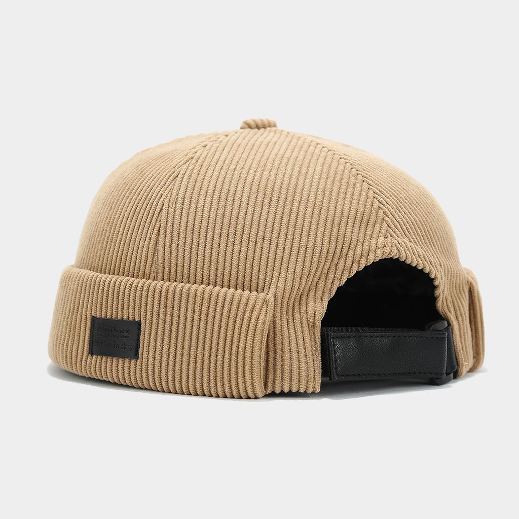Corduroy Brimless Hat - Soft, Warm Textured Fabric Cap for Fall & Winter, Available In Black, Dark Gray, Beige, and Navy Blue