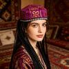 Elegant Beret Cap with Decorative Braids And Sequined Flower Decors Uyghur Hat For Stage Performances and Cultural Event
