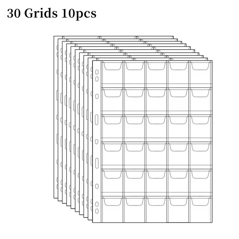 

10Pcs Coin Album Pages 20/30/42 Pockets PVC Transparent Loose Leaf Sheets Coin Collection Storage Organizer Inner Pages
