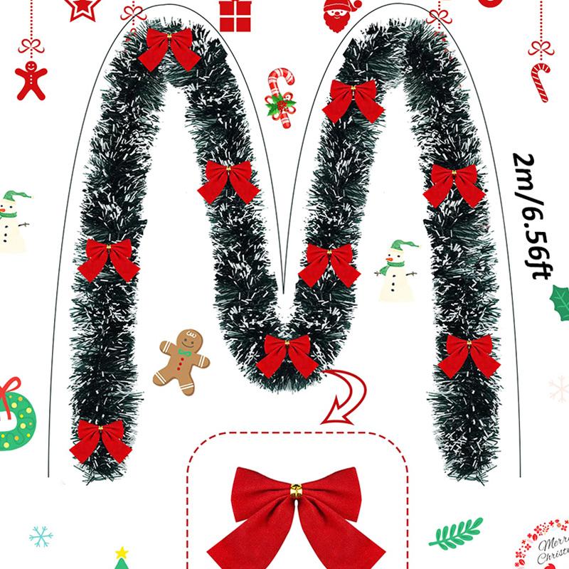 For DIY Wreath Christmas Tree Ornaments New Year Home Table Decor Artificial Christmas Garland Xmas Garlands with Bowknot