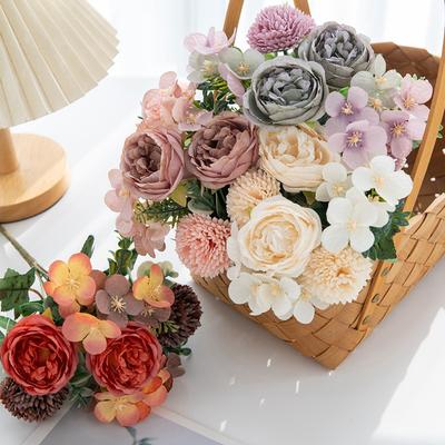 Artificialflower Silk Peony Chrysanthemum Outdoor Garden Wall Wedding Bridal Bouquet Christmas Home Vase Festival Party Diy Gift