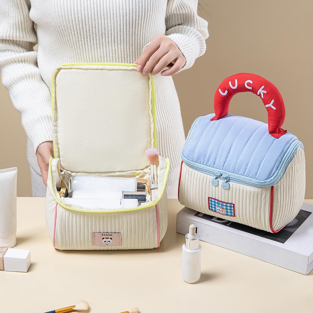 Portable Cosmetic Bags Lipstick Skincare Products House Makeup Bag Travel with "Lucky" Handle