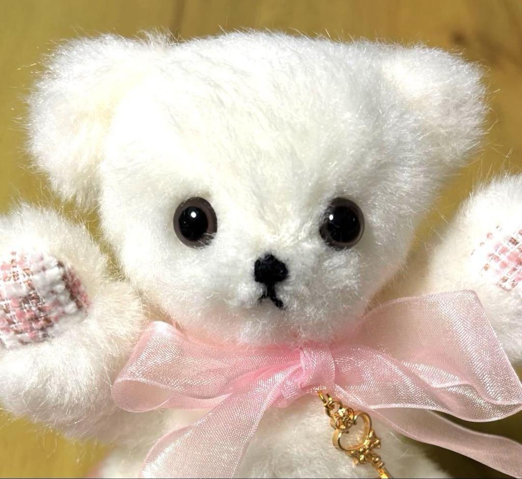 [USED] Limited-time Offer: White Stuffed Toy Teddy Bear Fiony White Pink Bear