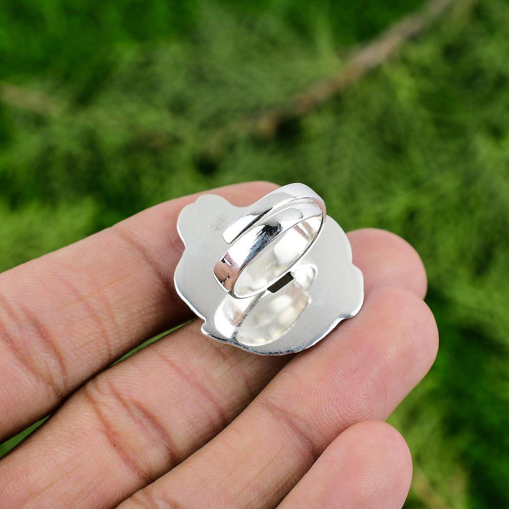 Rainbow Moonstone Rough Gemstone Statement Handcrafted Ring 925 Sterling Silver