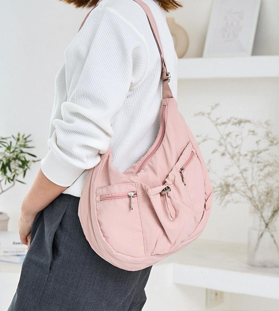 ZUCCHERO Damen Kleine, Leichte, Wasserabweisende Nylon-Schultertasche, Schwarz, 49928