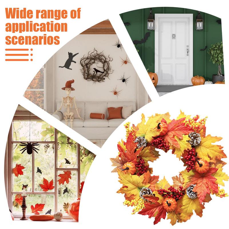 Harvest Wreath Thanksgiving Front Door Wreath Decor Artificial Holiday Fall Thanksgiving Wreath Berry Maple Leaves Pumpkin