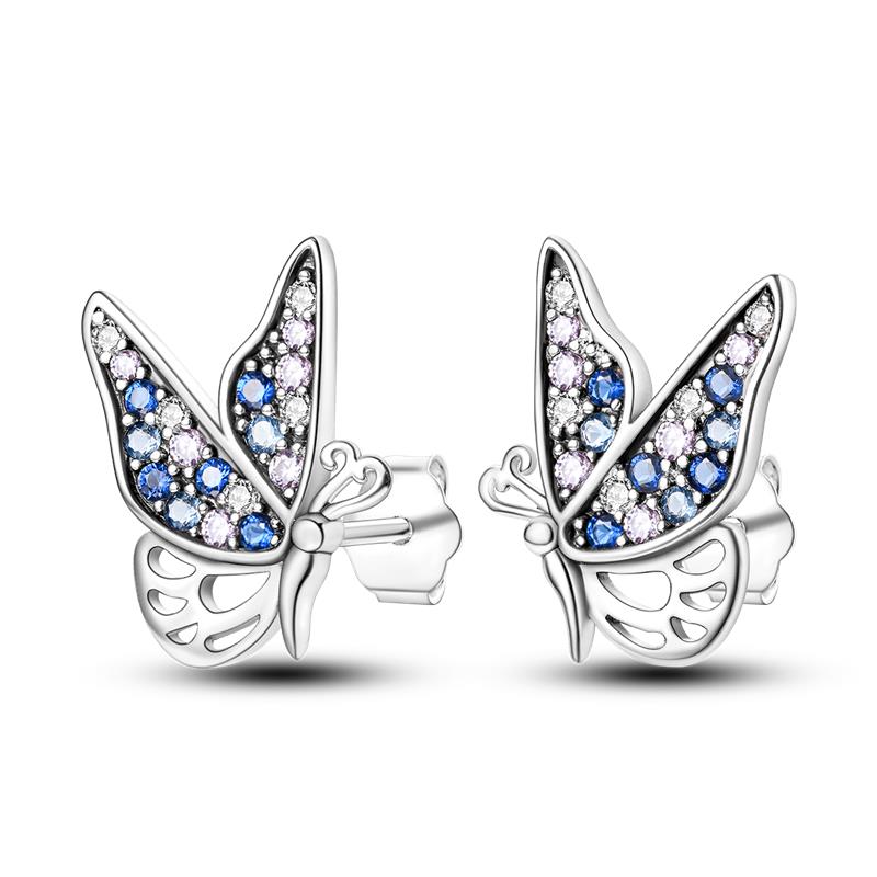 Cute Unicorn Stud Earrings Silver Plated for Little Girl Crystal Cat Mouse Elephant Heart Star Earring Gift Jewelry