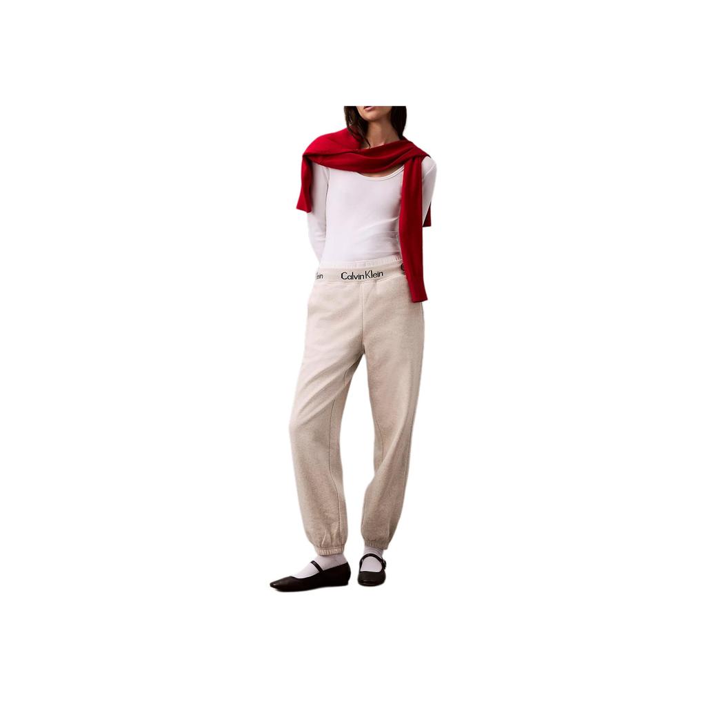 Calvin Klein Comfortable Soft High-Waisted Loose Casual Pants Women Bottoms Oatmeal 40WL289-050